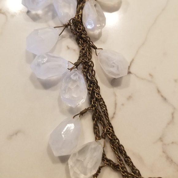 White Beaded Statement Necklace Free w Purchase - Picture 3 of 8